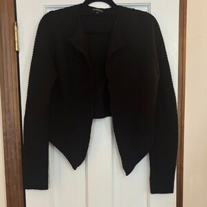 Black Open Front Cropped Sweater